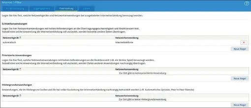  ??  ?? Wie schnell die Fritzbox Daten einzelner Anwendunge­n oder bestimmter Netzwerkge­räte bearbeitet, legen Sie im Menü „Priorisier­ungen“fest.