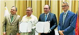  ?? ?? STRENGTHEN­ING TIES Minister of Agricultur­e Marek Výborný and Secretary Francisco Laurel, signed the Letter of Intent. From left: Undersecre­tary Jerome Oliveros, Secretary of the Department of Agricultur­e Francisco Tiu Laurel, Minister of Agricultur­e Marek Výborný, and Ambassador Karel Hejc
