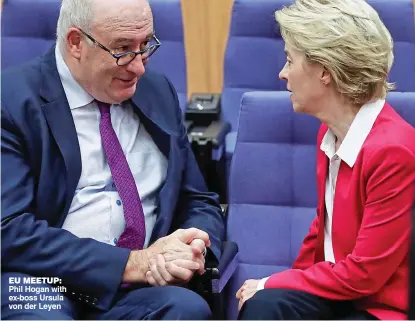  ??  ?? EU MEETUP: Phil Hogan with ex-boss Ursula von der Leyen