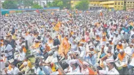  ?? HT FILE ?? People at a Lingayat rally at Kalaburgi. In March, Karnataka CM Siddaramai­ah granted minority status to the community, which could swing their votes in the Congress’ favour.