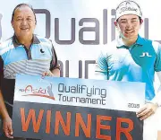  ??  ?? Thai Sattaya Supupramai poses with Luisita Golf and Country’s Club’s Jeric Hechanova after ruling the PGT Asia Q-School.