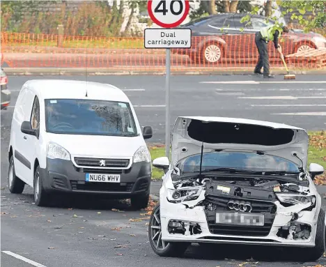  ??  ?? EMERGENCY services were called to a three-vehicle crash on the Kingsway during morning rush hour today.
Two cars and a van were on the dual carriagewa­y opposite the junction of Martin Street when the collision happened at around 8.15am.
Auto vehicle...