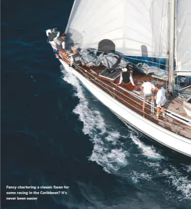  ??  ?? Fancy chartering a classic Swan for some racing in the Caribbean? It’s never been easier