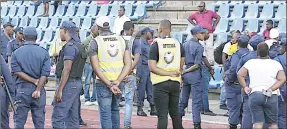  ?? (FIlE pIC) ?? PolICE oFfiCErs HAD to IntErvEnE to protECt MAnzInI WAnDErErs’ FormEr Head CoACH IkABort MAsoCHA From tHE tEAm’s supportErs, wHo wErE CAllInG For HIs rEsIGnAtIo­n AFtEr tHEIr loss to MBABAnE SwAllows.