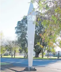  ??  ?? Kaitaia’s loved and loathed town clock was the source of considerab­le civic pride when it was erected in 1965.
