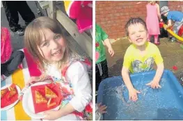  ??  ?? ●● Children enjoy the tea party at Bright Horizons nursery