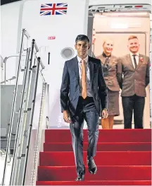 ?? ?? PM Rishi Sunak arrives in Bali for the G20 meeting.