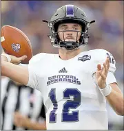  ?? AP file photo ?? Central Arkansas quarterbac­k Hayden Hildebrand has passed for 2,768 yards and 27 touchdowns entering the Bears’ game today against New Hampshire in the NCAA FCS playoffs.