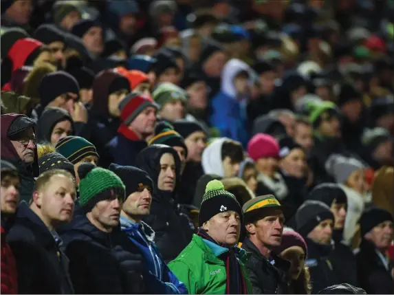  ??  ?? Spectators look on during the Allianz Football League Division 1 Round 6 match between Kerry and Kildare at Austin Stack Park in Tralee
Photo by Diarmuid Greene/Sportsfile