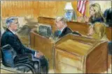  ?? DANA VERKOUTERE­N VIA AP ?? This courtroom sketch shows Paul Manafort listening to Judge Amy Berman Jackson in the U.S. District Courtroom during his sentencing hearing, in Washington, Wednesday, March 13, 2019.