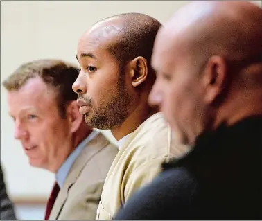  ?? SEAN D. ELLIOT/THE DAY ?? James Armstrong listens to testimony from the bail commission­er as he appears in court Monday on charges of murder in the death of Ralph Sebastian Sidberry.