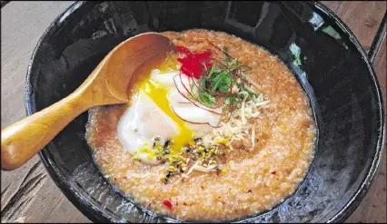  ?? CONTRIBUTE­D BY MIHOKO OBUNAI ?? Kimchee grits is a quick and easy brunch dish that Atlanta chef Mihoko Obunai frequently prepares at home for her children.