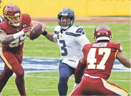  ?? GEOFF BURKE/ USA TODAY SPORTS ?? Russell Wilson has started every Seahawks game in his nine- year NFL career.
