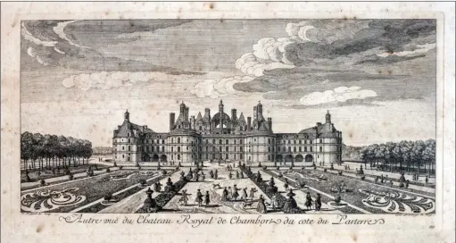  ??  ?? C’est un long travail d’archives qui aura permis la restitutio­n des jardins à l’identique. Gravure de Paul Androuet du Cerceau (1630-1710).