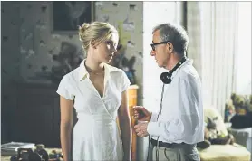  ?? [ BBC Films] ?? Scarlett Johansson mit Woody Allen am Set von „Match Point“.