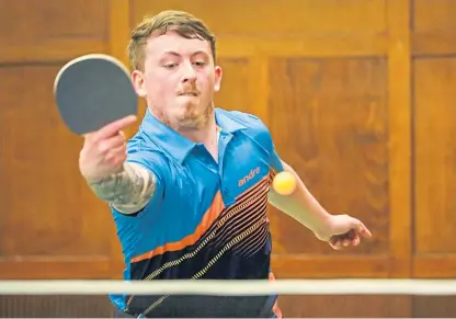  ?? Pictures: Kris Miller. ?? Action from the Scottish Ping Pong Championsh­ips in Ward Road Gym.