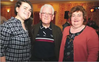  ??  ?? Part of the Rylane Boxing Club organising committee were birthday girl Lorraine Horgan, Danny Darcy and Eileen Horgan in the Riverside Hotel, Macroom. Picture: John Tarrant