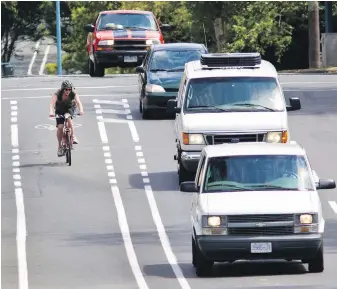  ??  ?? Unless otherwise marked, bike lanes are only for travelling in the same direction as other vehicular traffic.