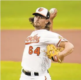  ?? JULIO CORTEZ/AP ?? Orioles starting pitcher Dean Kremer throws a pitch to the Rays during the first inning Thursday at Camden Yards.