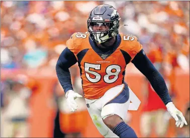 ?? [JACK DEMPSEY/THE ASSOCIATED PRESS] ?? Broncos outside linebacker Von Miller runs against the Bears during the second half Sept. 15 in Denver.