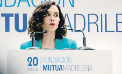  ?? Lonmron OYMNM / lfl ?? La presidenta de la Comunidad de Madrid, Isabel Díaz Ayuso