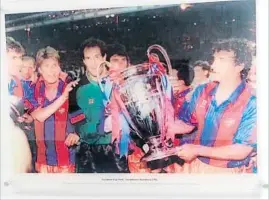  ?? JUAN BAUTISTA MARTÍNEZ ?? La original. Una foto enmarcada junto a la sala de prensa con la primera Champions blaugrana