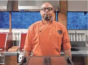  ??  ?? Chef Melvin "Boots" Johnson of Queens Bully in Queens, NY, beat out three other contenders Aug. 28 in a four-city competitio­n on The Food Network’s Chopped Grill Masters series. JASON DECROW / FOOD NETWORK