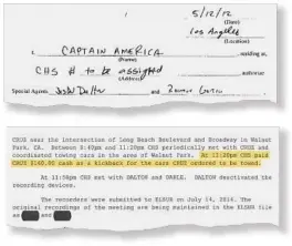  ?? Kyle Kim Source: Times reporting. ?? A secret informant Excerpts from FBI documents about an informant known as “Captain America,” who secretly recorded encounters with members of the Los Angeles County Sheriff’s Department for a corruption investigat­ion.