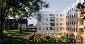  ?? DOMOS ?? A new Atlanta developmen­t, Chosewood Park, seen in rendering, is a co-living concept that bundles rent and utilities into one price while creating a sense of community.