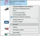  ??  ?? Gemountete ISO-Dateien müssen vor dem Verschiebe­n im Explorer ausgeworfe­n werden.