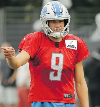  ?? ERIC RISBERG/THE ASSOCIATED PRESS ?? Detroit Lions quarterbac­k Matthew Stafford wants his teammates to play “good, sound football” Friday when they take on the Oakland Raiders in NFL pre-season action.