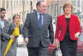  ?? ?? Humza Yousaf, the continuity candidate in the leadership race, on left, with Liz Lloyd, the FM’S former chief of staff who has been helping his campaign, Alex Salmond and Nicola Sturgeon in 2011