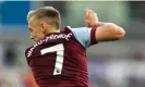  ?? Photograph: Jane Stokes/ ProSports/Shuttersto­ck ?? James Ward-Prowse, who offers elegance and steel in midfield, celebrates his goal against Brighton.