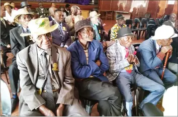  ??  ?? Chiefs follow proceeding­s during the election of Senate representa­tives at Cooksey Hall in Chinhoyi yesterday