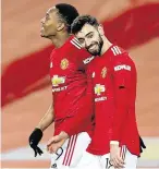  ??  ?? Manchester United could afford to start both Anthony Martial and Bruno Fernandes on the bench yesterday, while their City rivals face four to six weeks without injured talisman Kevin De Bruyne (below)