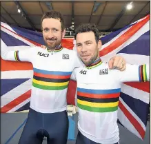  ??  ?? NO FLAGGING: Champions Wiggins, left, and Cavendish
