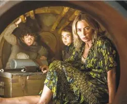  ?? Jonny Cournoyer Paramount Pictures ?? EMILY BLUNT with Dwayne Johnson, top, in “Jungle Cruise” and with Noah Jupe, above left, and Millicent Simmonds in “A Quiet Place Part II.”