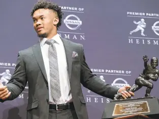  ?? CRAIG RUTTLE/ASSOCIATED PRESS FILE ?? Kyler Murray threw for 4,361 yards and 42 touchdowns with Oklahoma to win the Heisman Trophy.