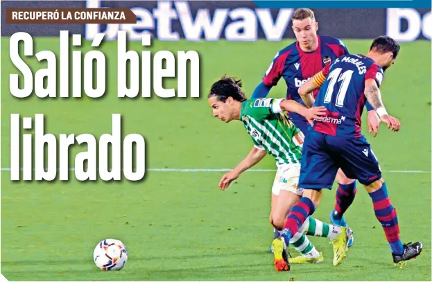  ?? / FOTO: EFE ?? Diego Lainez fue titular con el Real Betis, por sexta ocasión en la temporada.