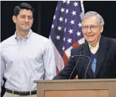  ?? MATT ROURKE, AP ?? House Speaker Paul Ryan, R- Wis., left, with Sen. MitchMcCon­nell, R- Ky., sees a productive session ahead as legislator­s return to D. C.