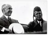  ?? CONTRIBUTE­D BY DAYTON HISTORY ?? Aviation pioneers Orville Wright and Charles Lindbergh at Wright Field in June 1927.