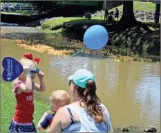  ?? / Kevin Myrick ?? Local residents lined the bank of Euharlee Creek to watch the Rotary Club Duck Race.