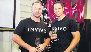  ?? PHOTO: SUPPLIED ?? Toasting success . . . Invivo cofounders Rob Cameron (left) and Tim Lightbourn­e.