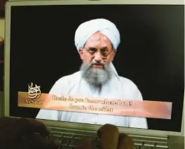  ?? B.K.BANGASH/AP ?? A DVD shows al-Qaida’s Ayman al-Zawahri speaking in 2006 in Pakistan. Al-Zawahri was killed by a CIA drone strike over the weekend in the Afghan capital, U.S. officials say.