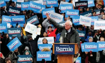  ??  ?? Bernie Sanders during his first presidenti­al campaign rally in Brooklyn, New York, on 2 March. Photograph: Xinhua/Barcroft Images