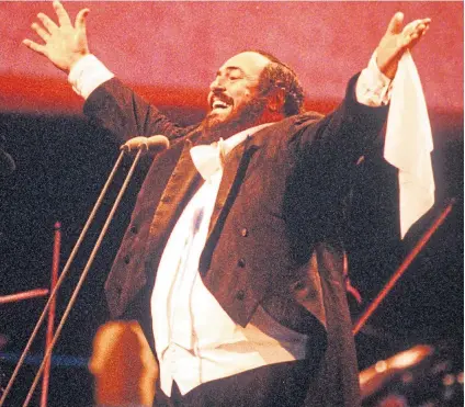  ?? Pictures: REX; BBC ?? CROWD PLEASER: Luciano Pavarotti enjoyed a record 165 curtain calls for a performanc­e in Berlin in 1988