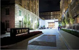  ?? The New York Times/CHAD BARTLETT ?? The Trump Internatio­nal Hotel, a $200 million accommodat­ion inside the federally owned Old Post Office building near the White House, is a luxe environmen­t for lobbyists and others who want to rub elbows with Trump-related politicos.