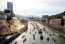  ?? Ricardo Larreina/AFP7/Shuttersto­ck ?? Athletic Club’s gabarrabar­ge is accompanie­d by a flotilla in Bilbao. ‘We’re all Athletic fans for something and, above all, someone,’ said the full-back Iñigo Lekue. Photograph: