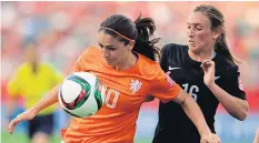  ?? EPA ?? Danielle Van De Donk, left, of the Netherland­s in action against New Zealand.