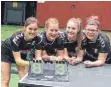  ?? FOTO: VEREIN ?? Das Verbandsli­ga-Team des SVA mit Eli Schanzer (von links), Corinna Widemann, Janine Hafner und Silke Bruder.